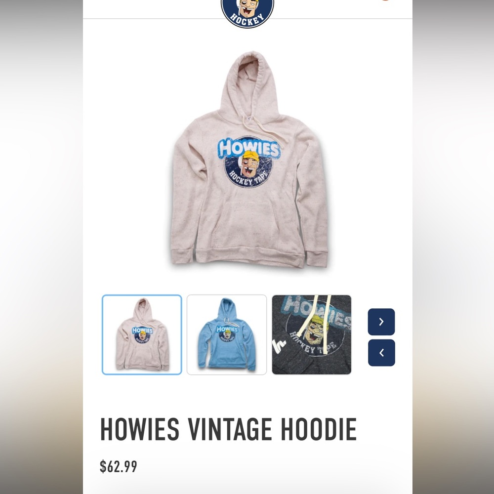Men’s HOWIES HOCKEY VINTAGE STYLE HOODIE/2X/CREAM WITH LOGO. NWOT